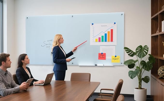 Magnetic Glass Whiteboard 36"X72" Dry Erase Board White Board Wall Mounted WritingBoard for Office School Home Accessory Tray 3 Dry Erase Marker 4 Glass Board Magnets and 1 Magnetic Eraser