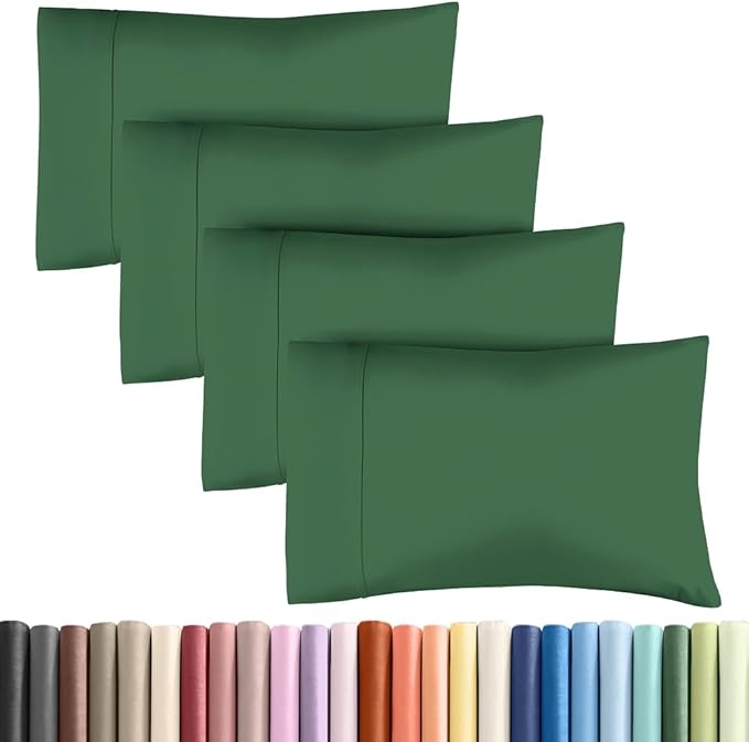 Queen Pillow Cases - 4 Pack - Super Soft Pillowcase Covers - Envelope Enclosure - Hotel Quality Pillow Protectors - Wrinkle Free, Fade & Stain Resistant - Machine Washable - 20" x 30" (Emerald Green)