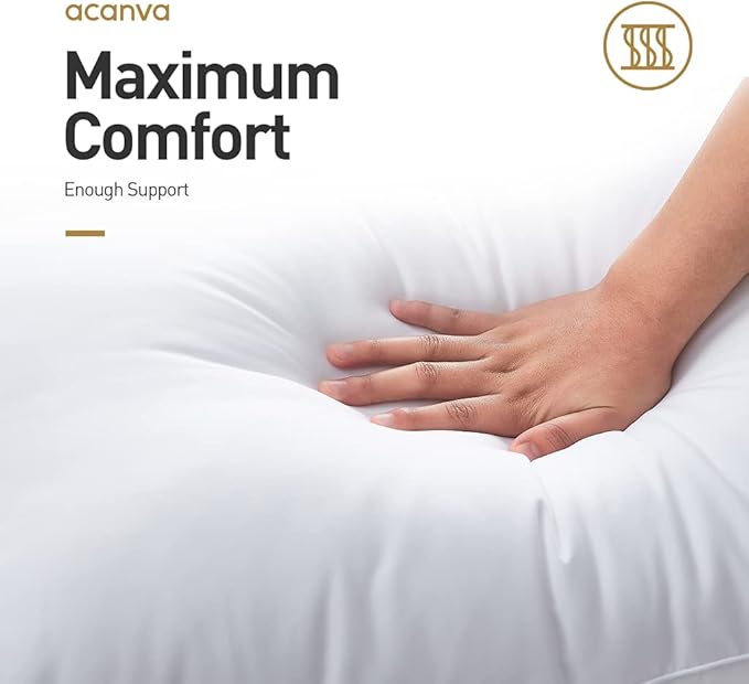 Acanva Bed Pillows for Sleeping, Cooling Hotel Quality with Premium Soft 3D Down Alternative Fill for Back, Stomach or Side Sleepers, Standard (Pack of 2), White