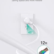 2 Pack Power Strip, 12FT Long Extension Cord, Surge Protector with 6 Outlets and 4 USB Ports (2 USB C), Flat Plug Overload Protection, Extension Cord 10+ ft, Wall Mount for Home Office Dorm College