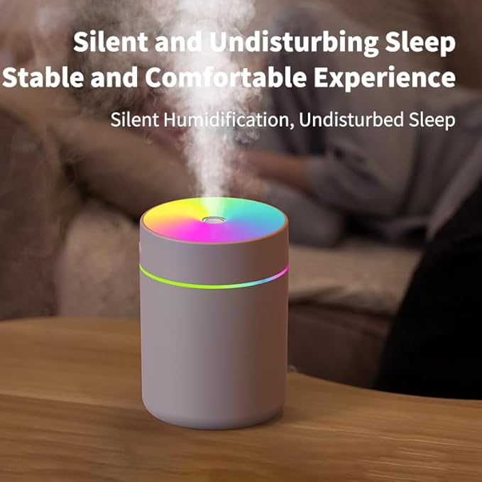180ml Portable Small Humidifier with Colorful LED Night Light, USB Personal Desktop Humidifier for Car Home Office Travel, Auto Shut-Off, 2 Mist Modes, Super Quiet