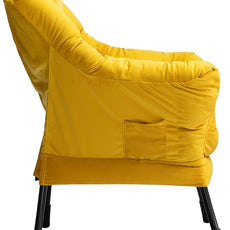 HollyHOME Lazy Chair with Armrest and Side Pocket, Comfy Accent Lounge Chair,Leisure Sofa Armchair for Living Room, Bedroom, Dorm, or Small Spaces, Oversized Reading Sofa Chair,Velvet Yellow