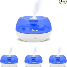 Crane Personal Ultrasonic Cool Mist Humidifier, for Home Bedroom Hotels Travel and Office, 0.2 Gallon, Filter Free, Blue and White (Pack of 4)