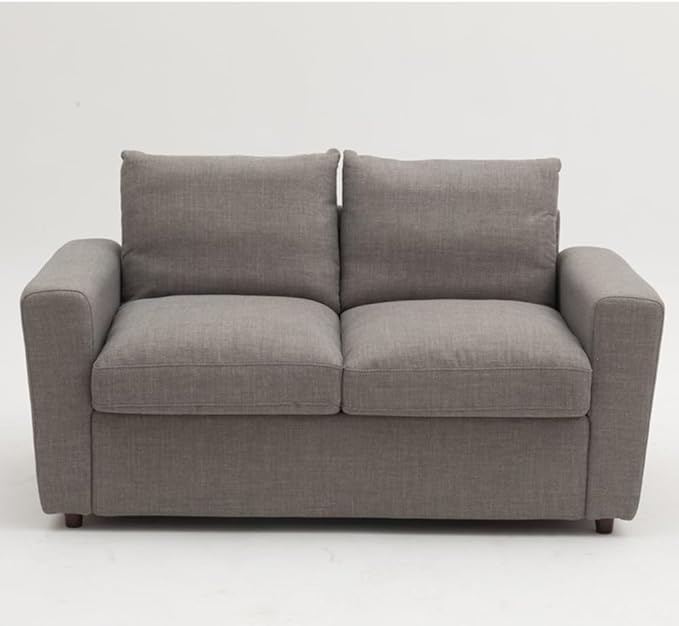 Panana Modern 2 and 3 Seats Loveseat Sofa Couch with Storage, Small Love Seat Couches for Living Room, Bedroom, Apartment, Office (Light Gray Linen Fabric, 2 Seater)