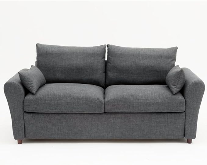 Panana Modern 2 and 3 Seats Loveseat Sofa Couch with Storage, Small Love Seat Couches for Living Room, Bedroom, Apartment, Office (Dark Gray Linen Fabric, Sock Arm - 3 Seater)