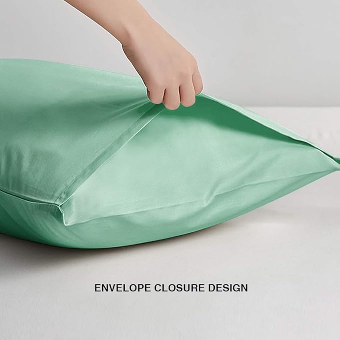 FLXXIE Microfiber Pillow Cases Queen Size Set of 2, Soft Pillowcases with Envelope Closure, Wrinkle Resistant Pillow Covers, 20x30, Sea Green