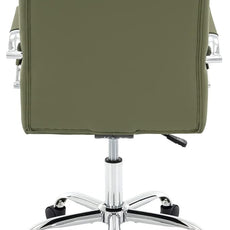 High Back Desk Chair, Modern PU Leather Home Office Task Chair with Arms, Adjustable Swivel Computer Executive Chair with Wheels (Olive Green)