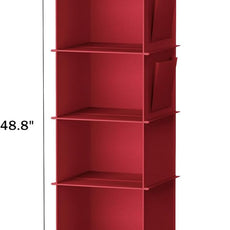 YOUDENOVA Hanging Closet Organizer and Storage, 6-Shelf Closet Hanging Storage Shelves, Dark Red