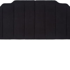 24KF Black Teddy Fabric Tufted for Queen Upholstered Headboard, Modern Vertical Channel Design Full Headboard with Stepped Silhouette Top Edge, 6026-Q-Teddy Black
