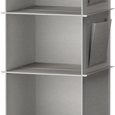 YOUDENOVA Hanging Closet Organizer and Storage, 6-Shelf Closet Hanging Shelves | Sturdy Bamboo Structure Cloth Hanging Storage, Sweater Organizer, 11.8” x 11.8” x 47.2”, Light Grey