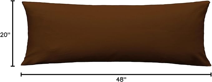 iMaylex Soft 100% Egyptian Cotton Zipper Pillow Case, Cozy and Lightweight Pillowcase, Easy Care, Coffee, Body, 20'' x 48''
