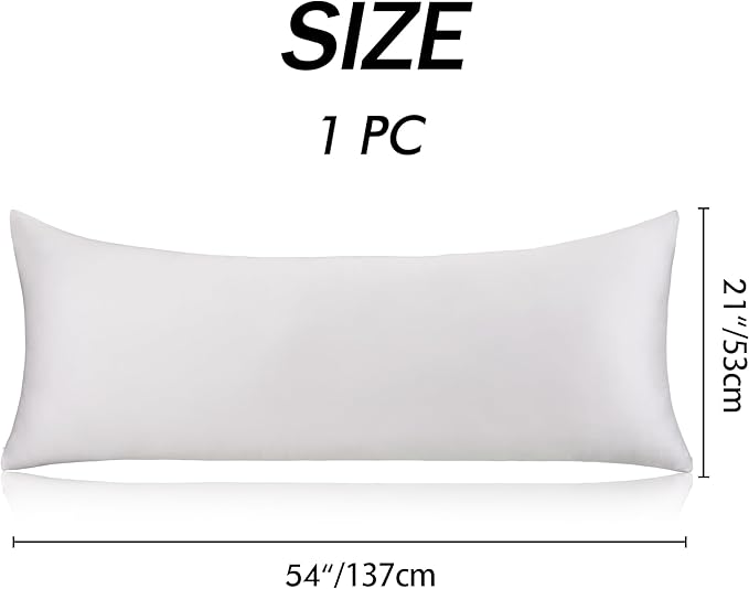 Best Season 100% Cotton Body Pillow Case Cover with Zipper Wrinkle-Free, 400 Thread Count Super Soft Pillowcase for Body Pillow, Breathable Long Pillow Protector 21"" x 54"" Light Grey