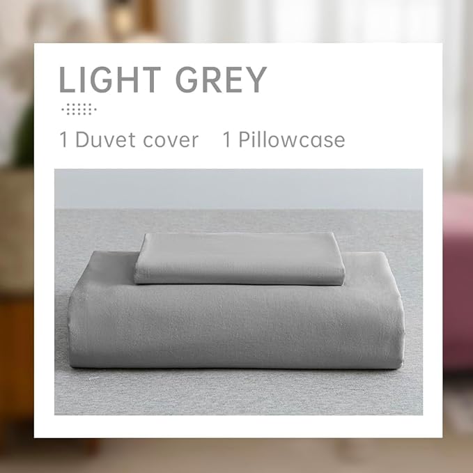 JELLYMONI Light Gray Duvet Cover Full Size - 100% Washed Cotton Linen Feel Textured Comforter Cover, 3 Pieces Breathable Soft Bedding Set with Zipper Closure (Light Gray, Full 80"x90")