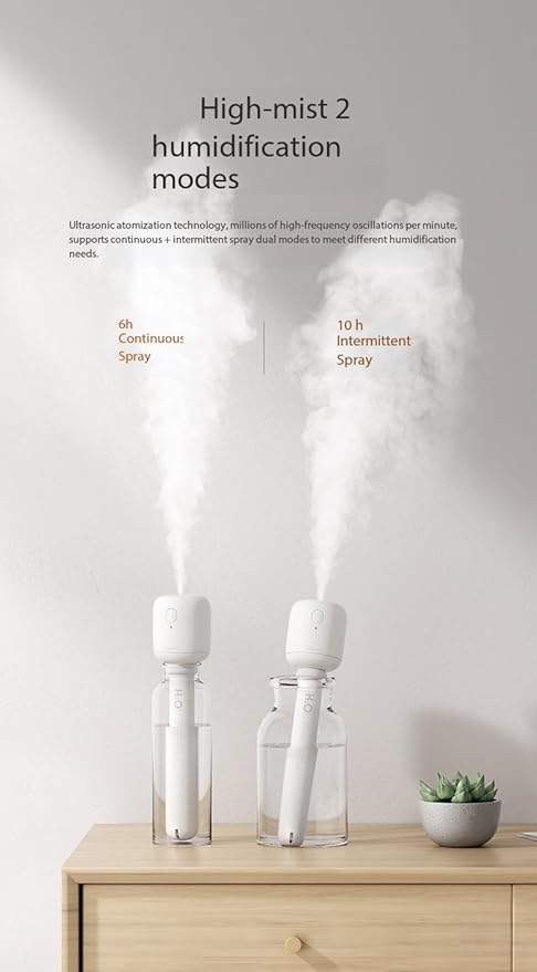 Portable mini humidifier stick, apply to all cup, water bottle, ultra quiet & delicate mist for bedroom, office desk, travel, car, convenient and efficient