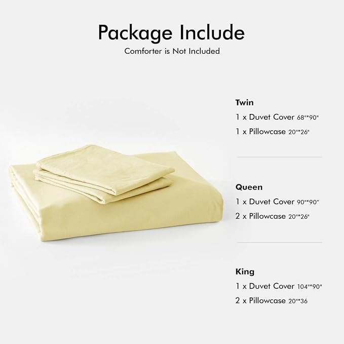 FOSSA Duvet Cover Set 100% Washed Cotton Linen Feel Super Soft Breathable Cozy 3 Pieces Bedding Sets Solid Pastel Yellow Oversized King Plus
