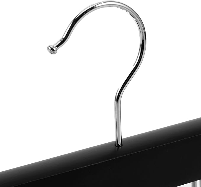 Foldable Wood Closet Organizer Hanger with 20 Non-Slip Hooks for Bras, Scarves, and Pants Space-Saving Clothes Rack for Dorms, Apartments, and Home, Black 2pcs