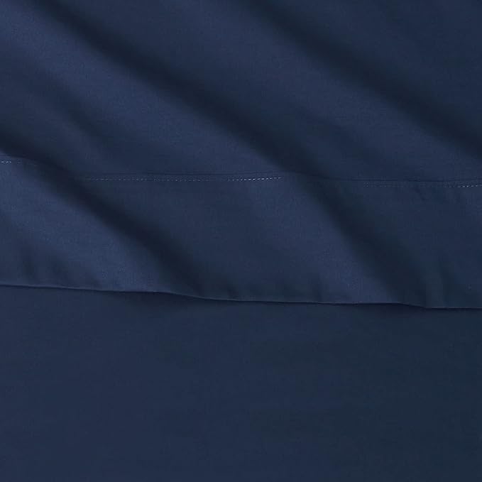 Amazon Basics Lightweight Super Soft Easy Care Wrinkle Free Microfiber 3 Piece Bed Sheet Set with 14-Inch Deep Pockets, Twin, Navy Blue, Solid, Kids, Men & Women Bedding AmazonBasics