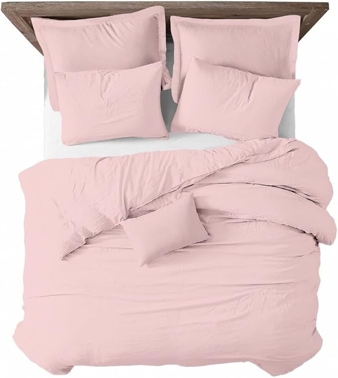 Kotton Culture 3 Pc Duvet Cover Queen Size/Full Size Set-100% Egyptian Cotton Sateen 600 Thread Count Ultra Soft Premium Durable Comforter Cover Zipper Closure & Corner Ties- (Pink Blush, 90" X 90")
