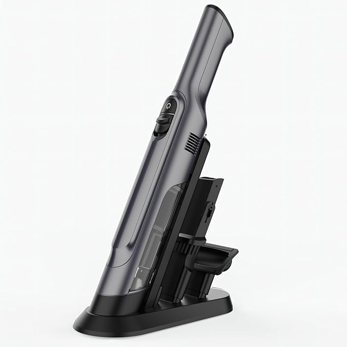 Handheld Vacuum Cordless, Lightweight 1.4lb with Powerful Suction, Charging Dock, Single Touch Empty and Detachable Dust Cup (Frosted Silver)