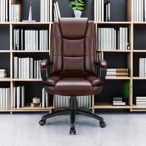 OFIKA Home Office Chair, 400LBS Big and Tall Chair Heavy Duty Design, Ergonomic High Back Cushion Lumbar Back Support, Computer Desk Chair, Adjustable Executive Leather Chair with Armrest