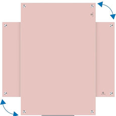 TSJ OFFICE Glass Dry-Erase Board - 36 x 24 Inches Wall Mounted Magnetic Whiteboard, Large Frameless Glass White Board for Office, Home & School, Pink