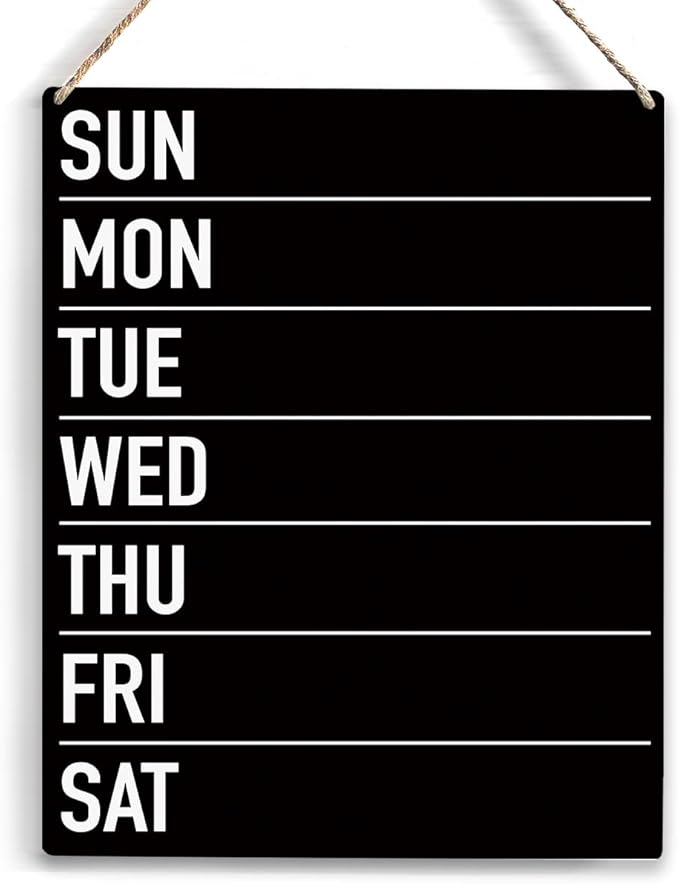 YCYD menu board for kitchen, Sun Mon Tue Wed Thu Fri Sat Wood Sign Rustic Menu Chalkboard Wooden Hanging Plaque for Home Dining Room Wall Art Decoration 8 x 10 Inches Present