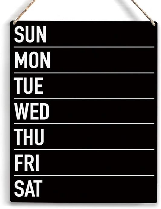 YCYD menu board for kitchen, Sun Mon Tue Wed Thu Fri Sat Wood Sign Rustic Menu Chalkboard Wooden Hanging Plaque for Home Dining Room Wall Art Decoration 8 x 10 Inches Present