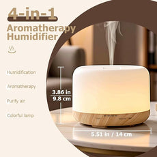 Essential Oil Diffuser 500ml,Aromatherapy Diffuser with 7 LED Lights,Quiet Air Humidifier 4-in-1 with Timer & Auto-Off,Compact Scent Diffuser for Bedroom,Yoga,SPA,Baby Room(Portable Model)