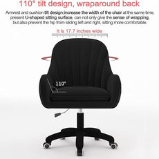 Home Office Chair Computer Chair with Mid-Back Upholstered Modern Tufted Computer Task Chair Swivel Height Adjustable Velvet Accent Chair Suitable for Bedroom, Study