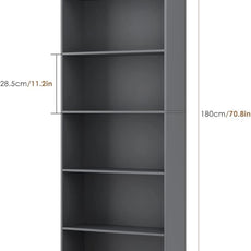 FOTOSOK 6-Tier Open Bookcase and Bookshelf, Freestanding Display Storage Shelves Tall Bookcase for Bedroom, Living Room and Office, Dark Gray