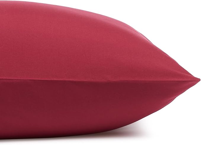 Amazon Basics Lightweight Super Soft Easy Care Wrinkle Free Microfiber 3 Piece Bed Sheet Set with 14-Inch Deep Pockets, Twin, Burgundy, Solid, Kids, Men & Women Bedding AmazonBasics
