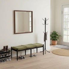 DUOMAY 55'' Modern Ottoman Bench, Chenille Upholstered Entryway Bench Bedroom Bench with Wood Legs, End of Bed Bench for Bedroom, Living Room, Corners, Kitchen, Green