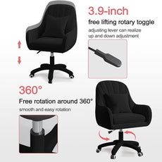 Home Office Chair Computer Chair with Mid-Back Upholstered Modern Tufted Computer Task Chair Swivel Height Adjustable Velvet Accent Chair Suitable for Bedroom, Study