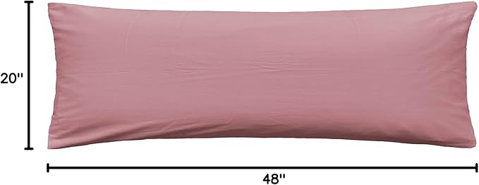 iMaylex Soft 100% Egyptian Cotton Zipper Pillow Case, Cozy and Lightweight Pillowcase, Easy Care, Lotus Pink, Body, 20'' x 48''