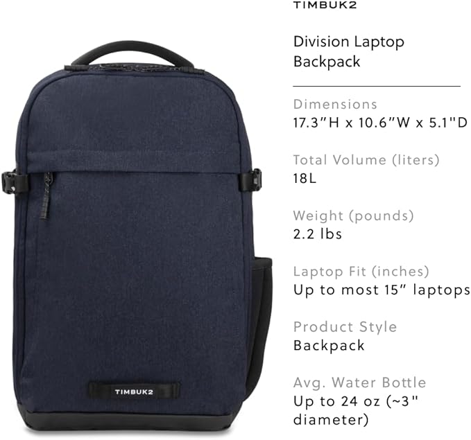 Timbuk2 Division Laptop Backpack Deluxe, Eco Nightfall