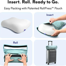 Cushion Lab Travel Deep Sleep Pillow – Compact Memory Foam Neck Pillow for Sleeping, Portable Pillow for Hotels, Camping, Side & Back Sleepers, On-The-Go – Wellness Green