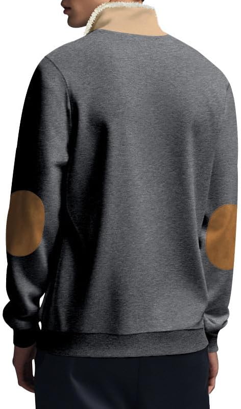 Men's Quarter Zip Sweatshirt - Stand Collar Solid Casual Top Autumn Winter Wear for Vacation Daily Use