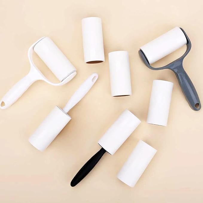 Lint Roller for Pet Hair Extra Sticky Lint Removal Roller with 3 Refills, Reusable Handle with 4 Sticky Rolls Total 240 Sheets (White Stick)