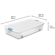 Sterilite 12-Pack Latching Box, Under Bed Storage Bins with Lids, Clear Plastic, 56 Quart - Heavy-Duty Organizing Containers for Closet, Bathroom, and Office