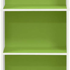 Furinno LUDER Book Shelf, 5-Cube Bookshelf, Bookcase with Open Shelf, 9.4 x 15.8 x 52, for Living Room, Bedroom, Home Office, White/Green