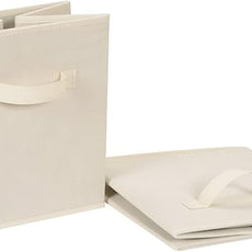 Amazon Basics Collapsible Fabric Storage Cube Bins Organizer with Handles, Sturdy, Beige, 13-x-13-x-13-inch, Pack of 6