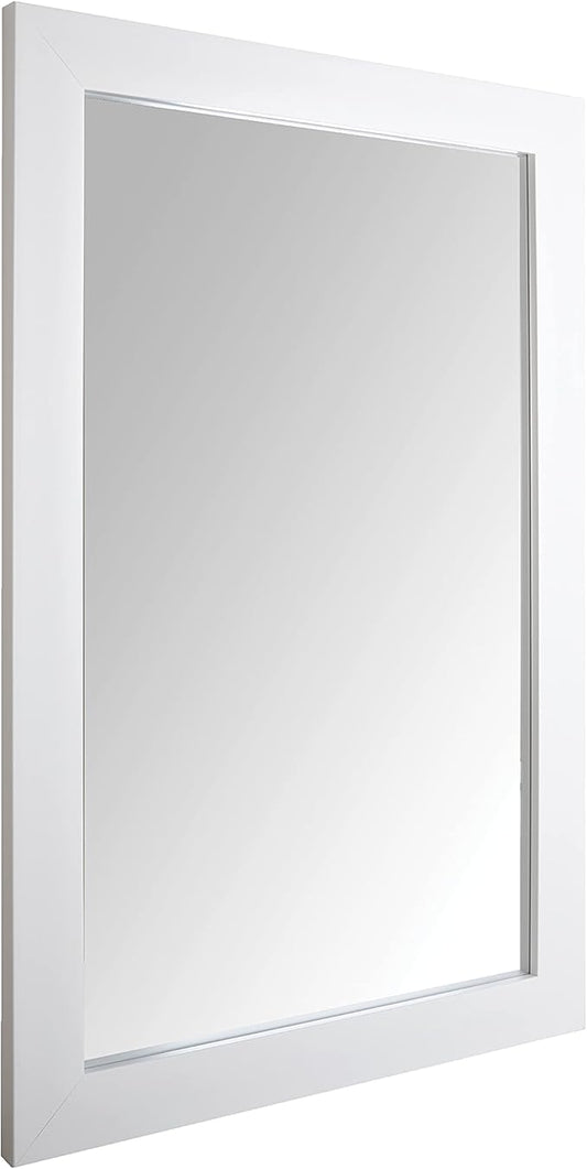 Amazon Basics Rectangular Wall Mount Mirror 24" x 36", Wide Trim, White