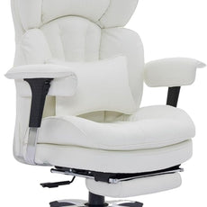 Efomao White Big and Tall Office Chair with Footrest – Ergonomic High-Back Computer Chair with Adjustable Armrests, Wide Seat – Modern Home Office, Gaming & Study Chair for Young Professionals