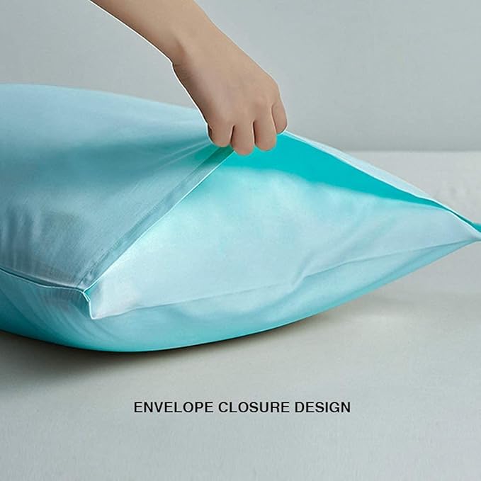 FLXXIE 2 Pack Microfiber King Pillow Cases, 1800 Super Soft Pillowcases with Envelope Closure, Wrinkle, Fade and Stain Resistant Pillow Covers, 20x36, Aqua
