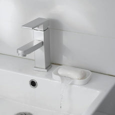 Silicone Bathroom Soap Dishes with Drain Spout-Bathroom and Kitchen Sink Organizer,Sponge Holder,Dish Soap Tray,Perfect for Dispenser,Scrubber,Bottle,Cup on Sink or Counter-White 4.9