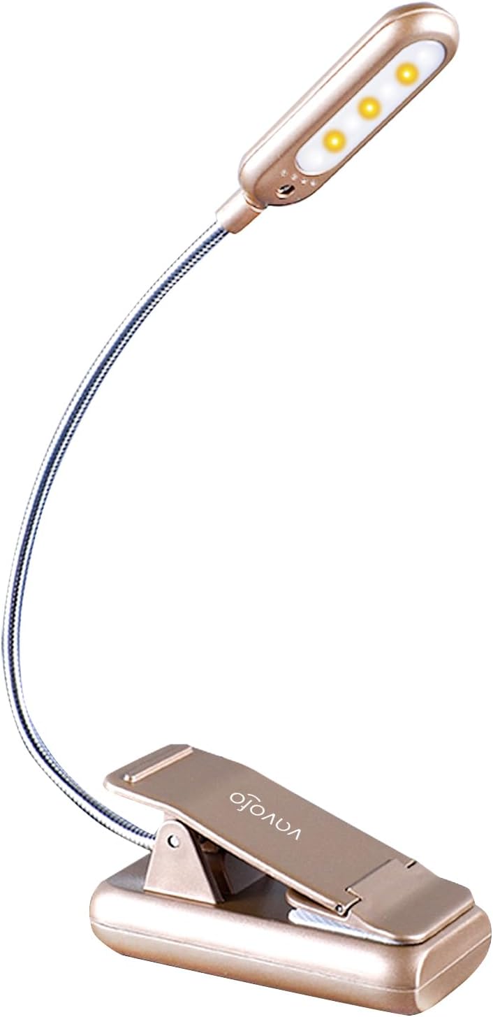 VAVOFO Clip On Book Light for Bed Kids, 7 LED Reading Light with 9-Level Warm Cool White Daylight, Eye Care Lamp with Power Indicator for Bookworms (Blue) Dormly