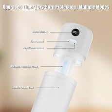 Portable Mini Humidifier, 500ml Rechargeable Dual Mist, Auto Timer & Dry-Burn Protection, with Night Light, for Bedroom Office AC Room Plants Car Travel (White)