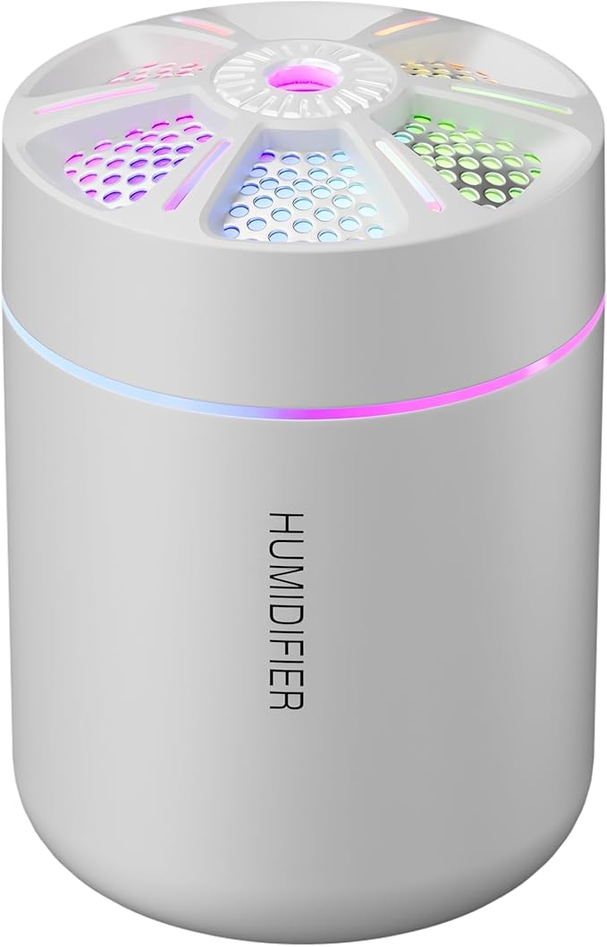 180ml Portable Small Humidifier with Colorful LED Night Light, USB Personal Desktop Humidifier for Car Home Office Travel, Auto Shut-Off, 2 Mist Modes, Super Quiet