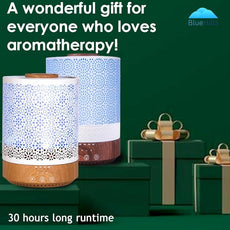 BlueHills 2500 ML Humidifier with Essential Oil Diffuser Combo Aroma Home Décor Design for Large Bed Bath Kids Baby Living Rooms Big Capacity LED Lights Scent Ultrasonic Cool Mist Wood Grain F006