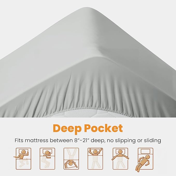MATBEBY Full Size Mattress Pad - Cooling Breathable Mattress Topper, Quilted Fitted Mattress Protector, Pillow Top Mattress Cover with 8-21" Deep Pocket, Machine Washable, Light Grey, 54x75 Inches